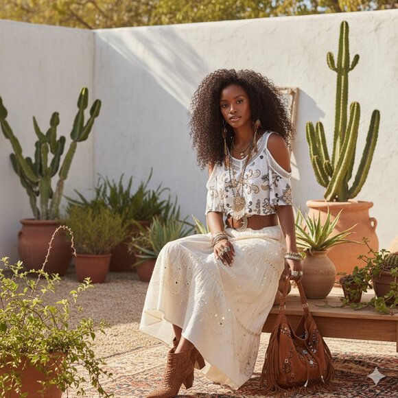 🌿Est. 1946 Women's Boho Paisley Print Cold-Shoulder Top - Size Large - Picture 10 of 12